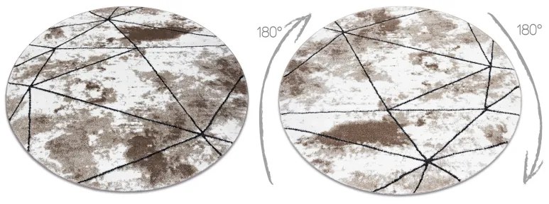 Moderný okrúhly koberec COZY Polygons, geometrický, hnedý
