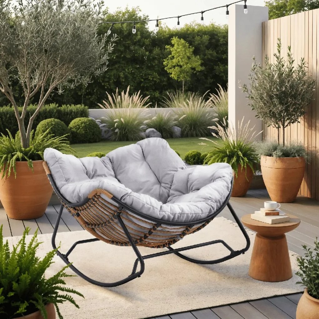 PROXIMA.store - Dizajnové hojdacie záhradné kreslo ELTON FARBA: čierna