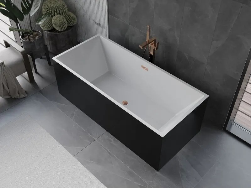 Mexen Vigo, voľne stojaca vaňa 178,5 x 80 cm, biela-čierna, medený prepad, 51251788075-65