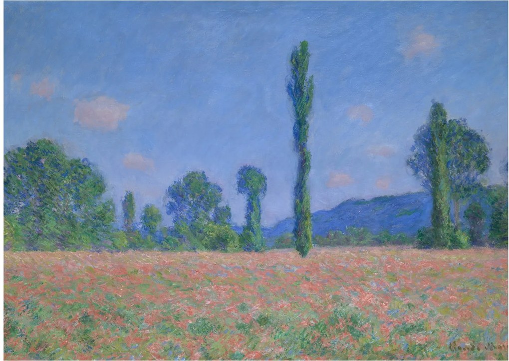 Sklenený obraz - Claude Monet, Poppy Field (Giverny), reprodukcia (70x50 cm)