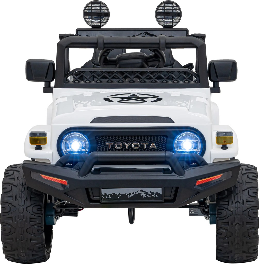 Ramiz Toyota FJ Cruiser pre deti biela + diaľkové ovládanie + pohon 4x4 + LED audio + EVA + pomalý štart