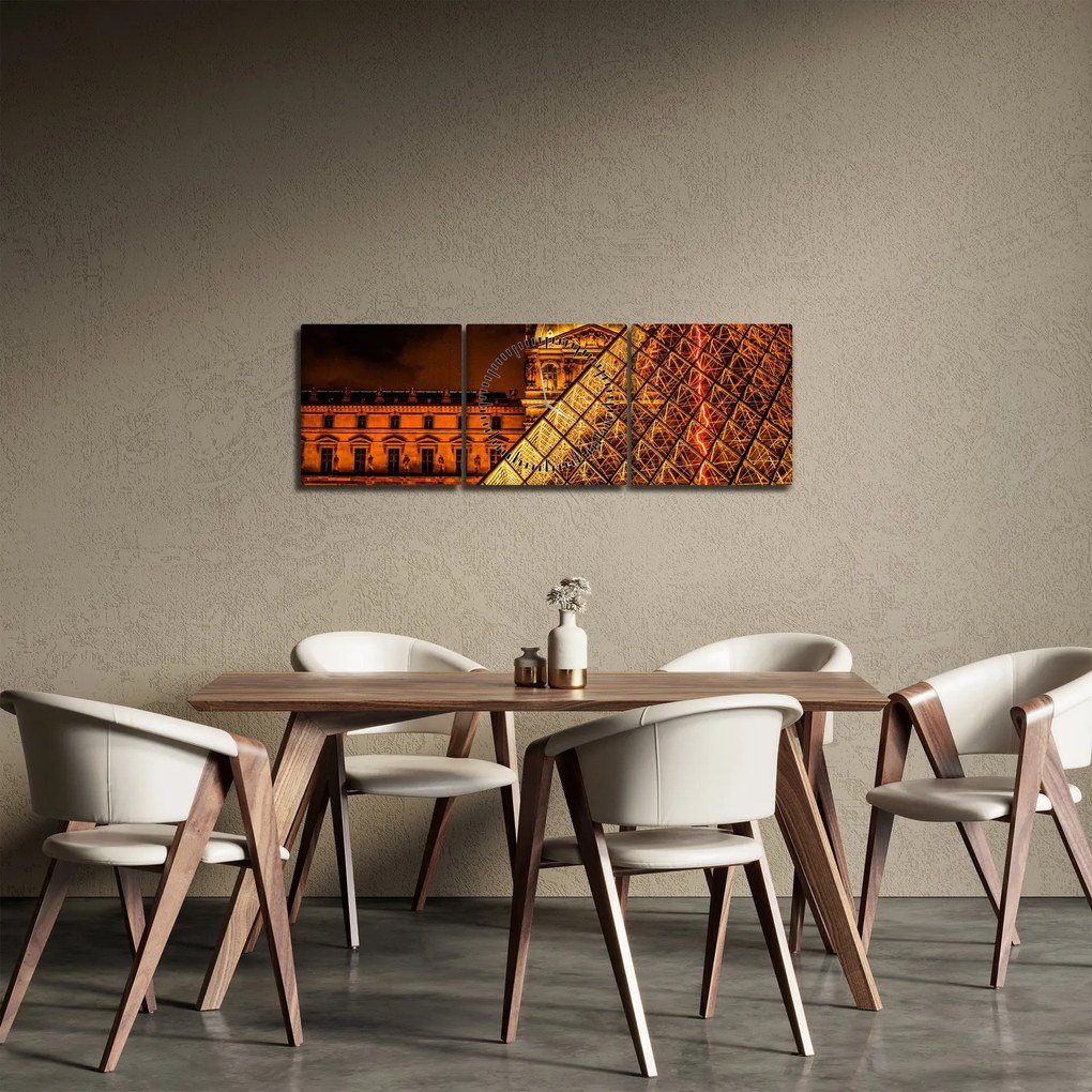 Obraz Louvre v Paríži (s hodinami) (90x30 cm)