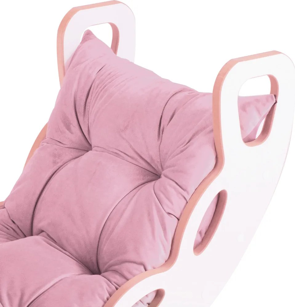 Multifunkčná detská súprava 4v1 – hojdačka, šmykľavka a vankúš ružová