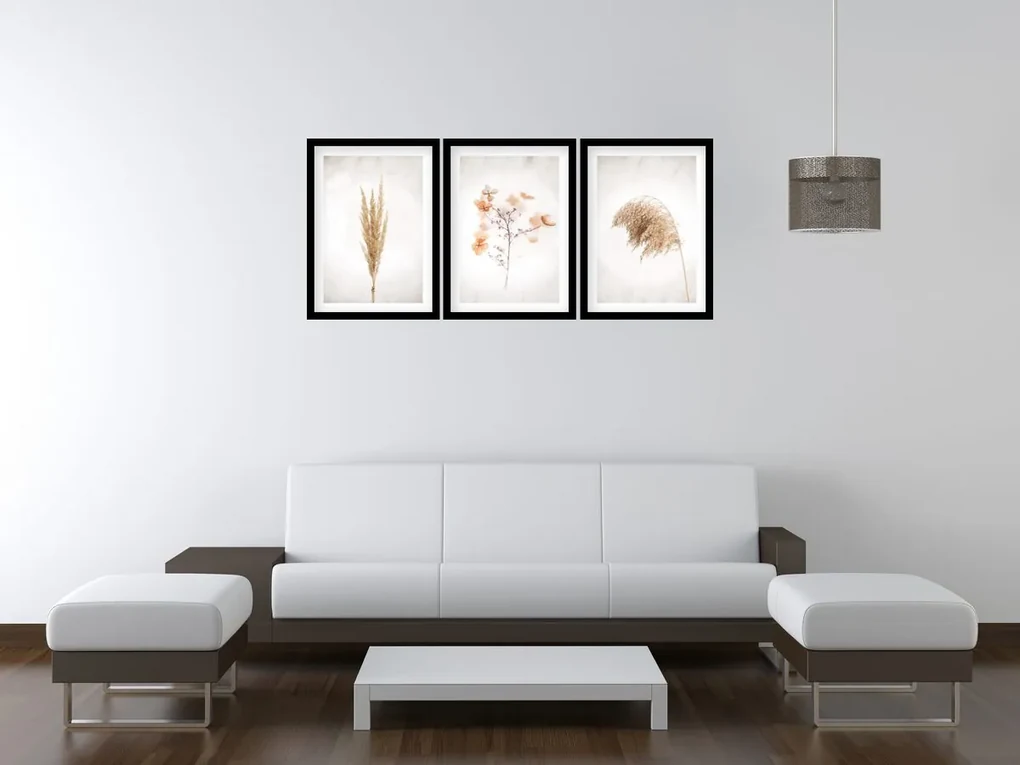 Gario Sada plagátov Dry nature - 3 dielna Farba rámu: Zlatá, Rozmery: 99 x 45 cm