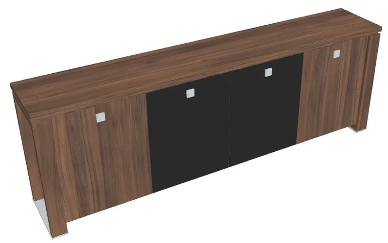Nízka skriňa Verno+ S 260 x 46 x 90 cm, kombinované dvere, orech / čierna