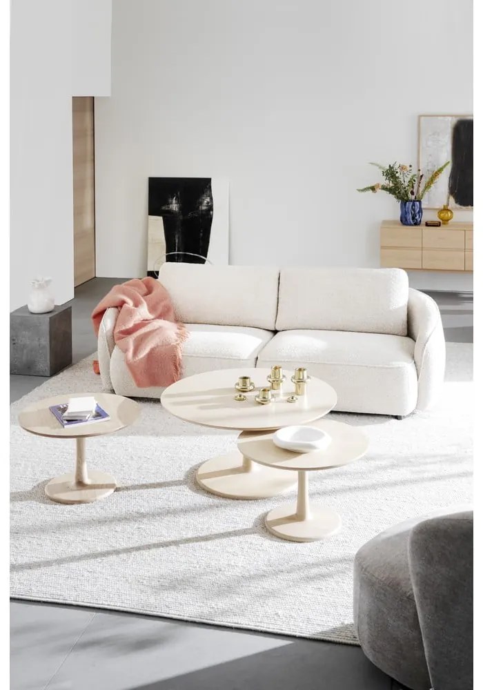 Okrúhly konferenčný stolík v dekore duba v prírodnej farbe 60x60 cm Hobart – Rowico