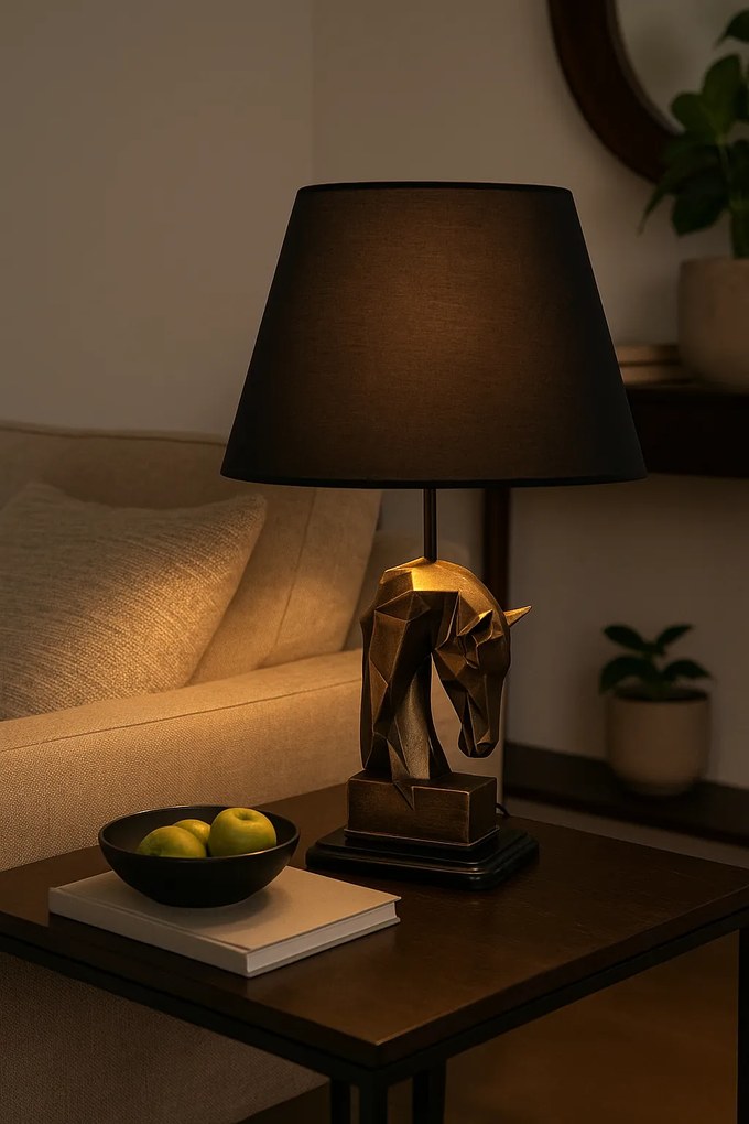 Stolní lampa Horses černá/bronzová