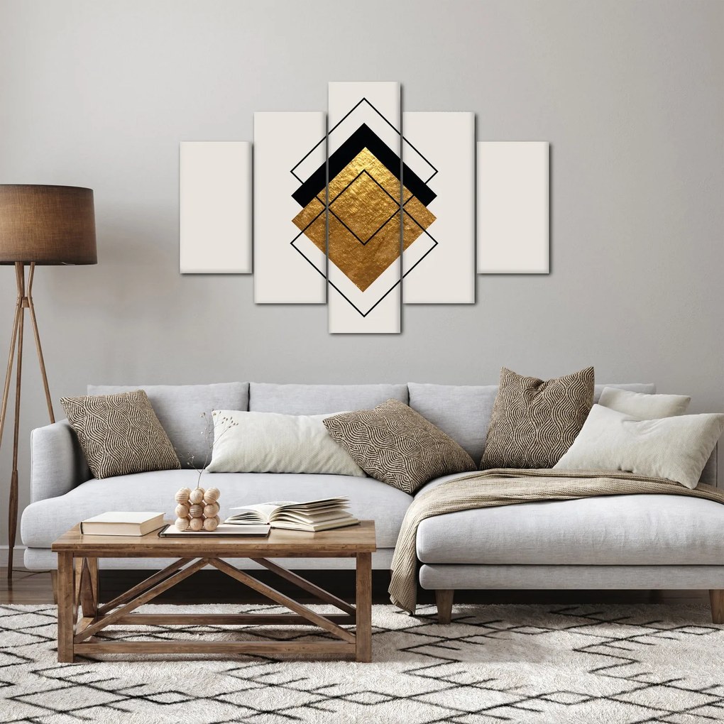 Obraz - Abstrakcia zlatá a biela N⁰1 (150x105 cm)