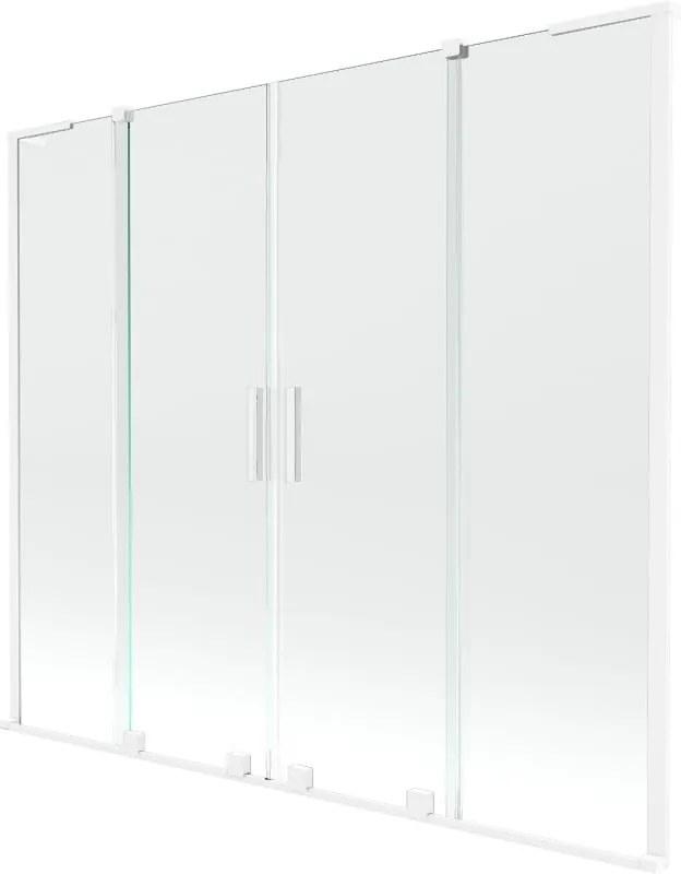 Mexen Velar L Duo, 2-krídlová posuvná vaňová zástena 170 x 150 cm, 8mm číre sklo, biela matná, 896-170-003-02-20