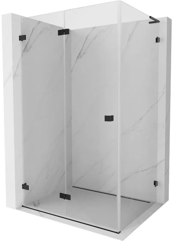 Mexen Lunar-F L, 1-krídlový sprchový kút so skladacími dverami, ľavý, 90 x 70 cm, 8mm číre sklo, čierny profil, 836L-090-070-70-00-L