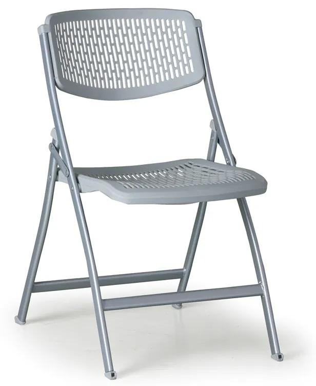 Skladacia stolička s kovovou lakovanou konštrukciou CLICK, sivá