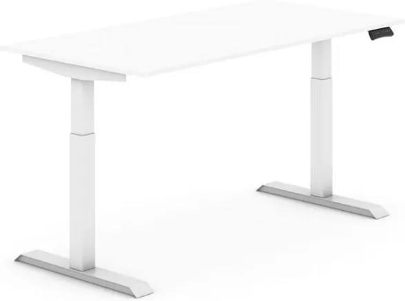 Výškovo nastaviteľný stôl, elektrický, 1600 x 800 mm, biela