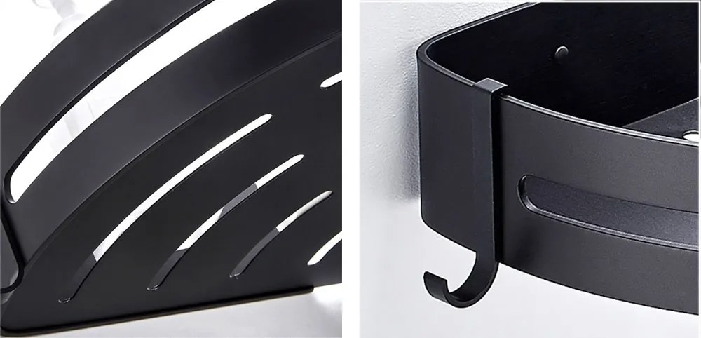 Čierna rohová polička do kúpeľne MYZEA - 2 kusy