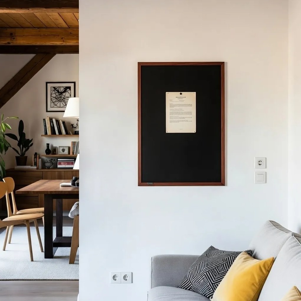 Toptabule.sk  Čierna magnetická tabuľa NATURE LINE v drevenom ráme PALISANDER 100×150 cm