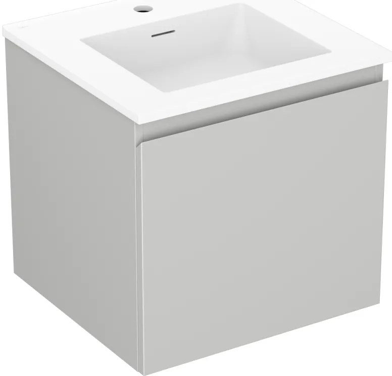 Mexen Orio, kúpeľňová skrinka 50 cm s umývadlom Otis, 1 zásuvka, šedá matná/biela matná, 91A10-05047-1-BF62-W18M01