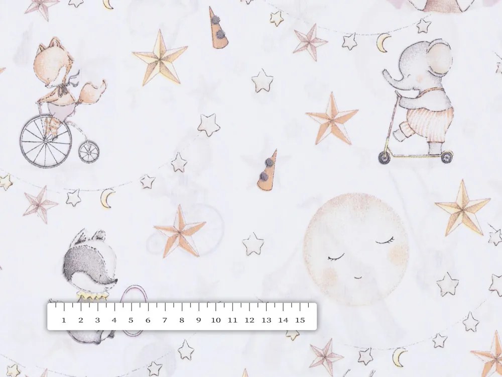 Biante Detský bavlnený obdĺžnikový obrus Sandra SA-371 Ružový cirkus so zvieratkami 50x100 cm