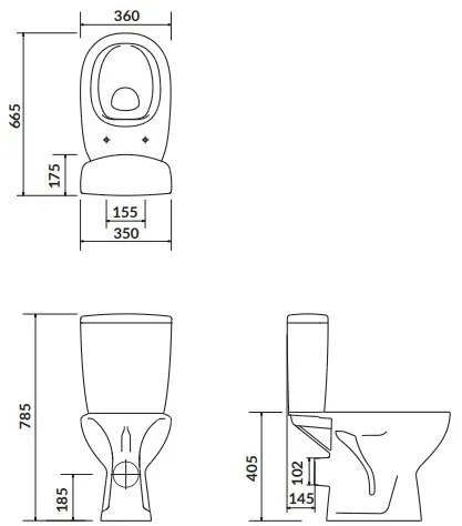 Cersanit ARTECO - WC kombi + antibakteriálne sedátko s funkciou pomalého zatvárania, horizontálny odpad, K667-052