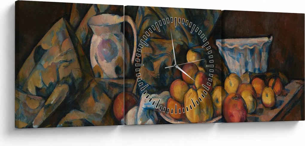 Obraz - Paul Cézanne, Still Life with Apples and Peaches, reprodukcia (s hodinami) (90x30 cm)