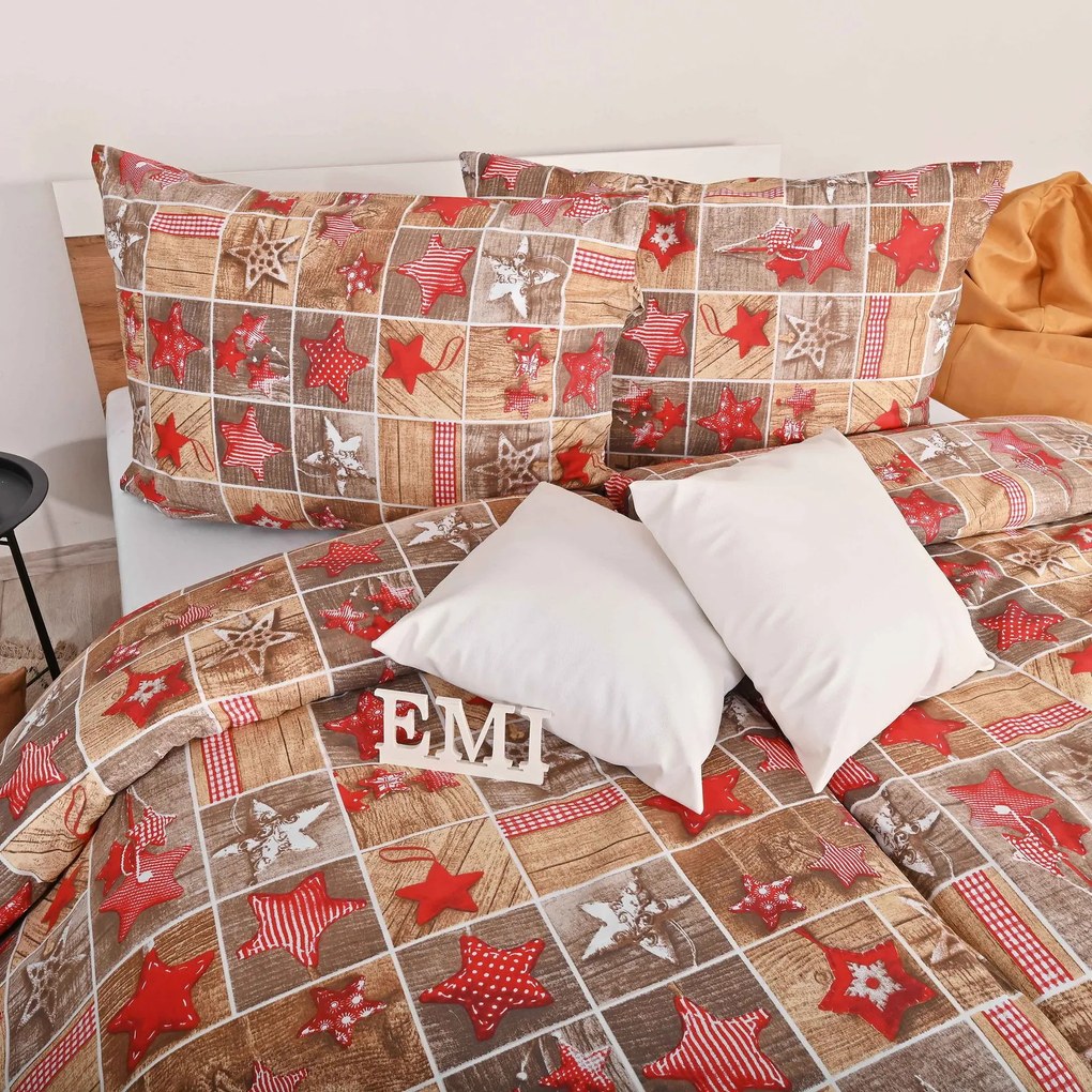 Vianočné bavlnené obliečky Ginger EMI: Štandardný set jednolôžko obsahuje 1x 140x200 + 1x 70x90