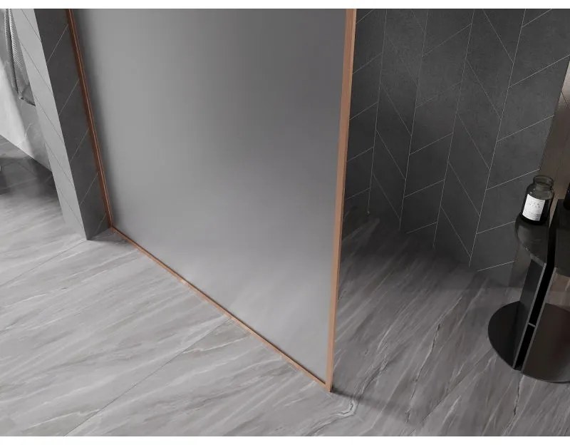 Mexen, Mexen Kioto-XF sprchová stena s rámom 140 x 202 cm, matná 10 mm, brúsená meď - 800-140-104-65-30-X