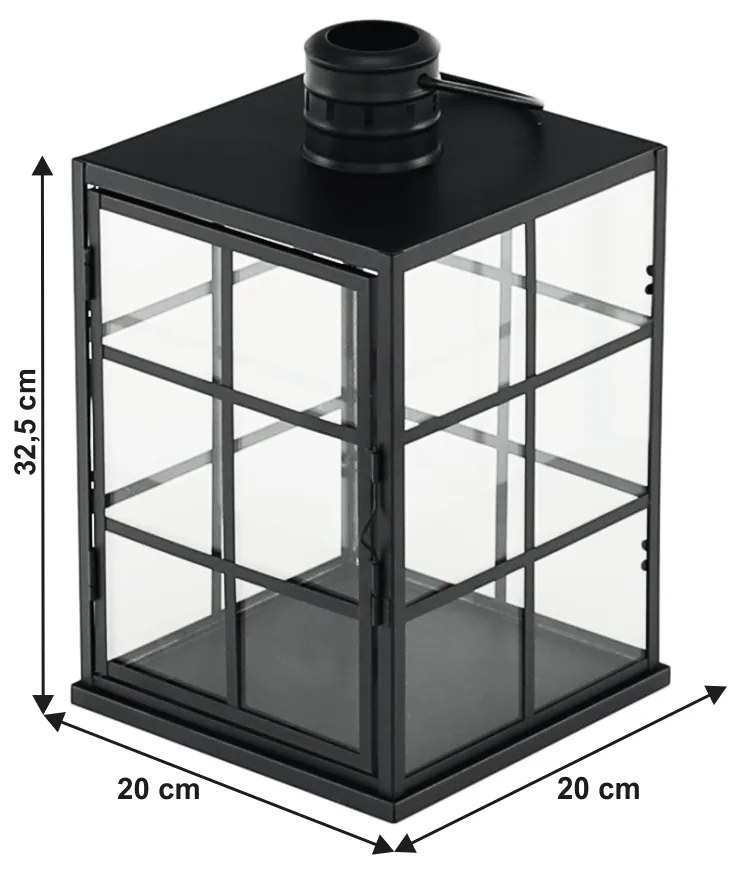 Kovový lampáš Elijar Typ 1 32,5 cm - čierna