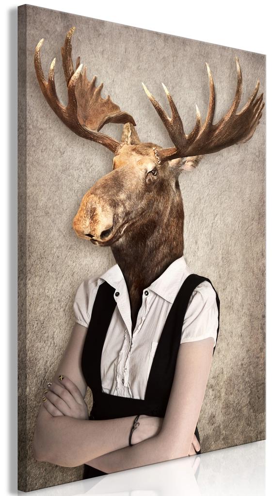 Artgeist Obraz - Brainy Moose (1 Part) Vertical Veľkosť: 40x60, Verzia: Premium Print