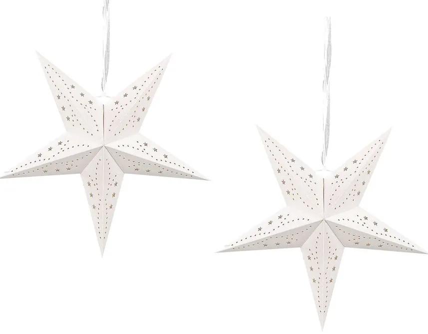 Sada 2 závesných trblietavých hviezd s LED 45 cm biela MOTTI Beliani