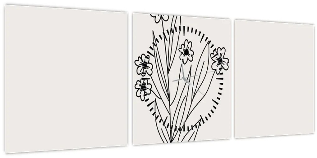 Obraz - Lúčny kvet N⁰1 (s hodinami) (90x30 cm)