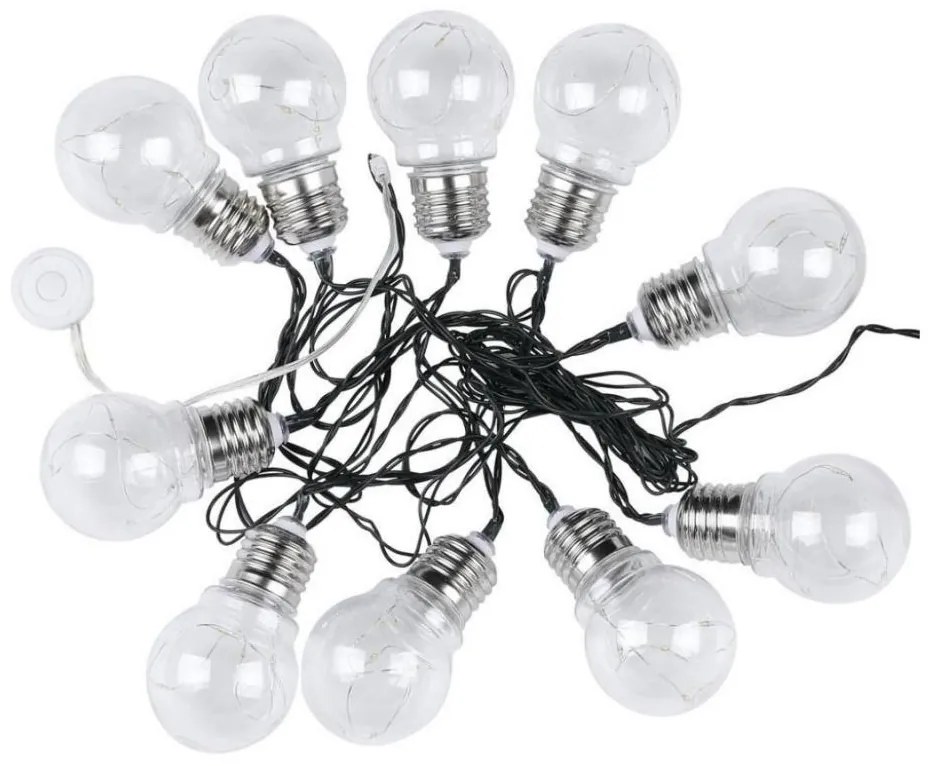 LED Solárna reťaz 10xLED/1W/1,2V 1xAA 2 m IP44 3000K 300 mAh