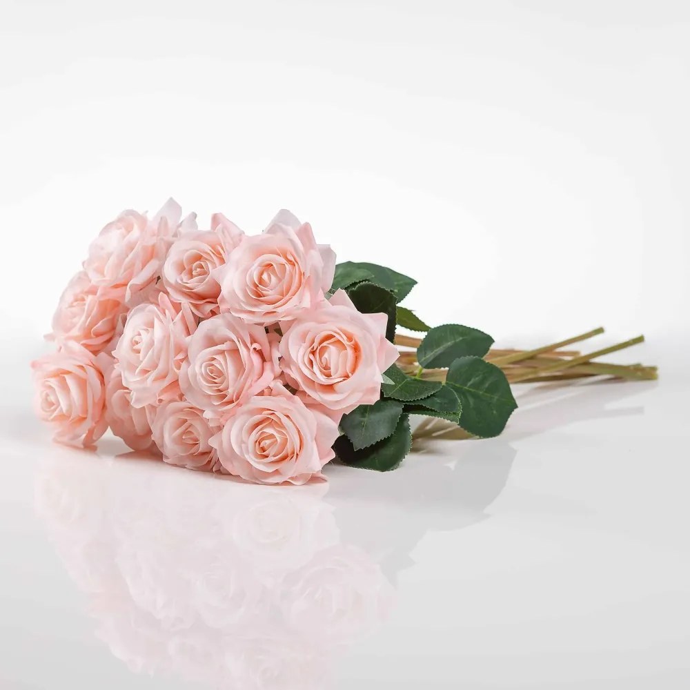 Umelá ruža RUŽENA svetlo - ružová. Cena uvedená za 1 kus.