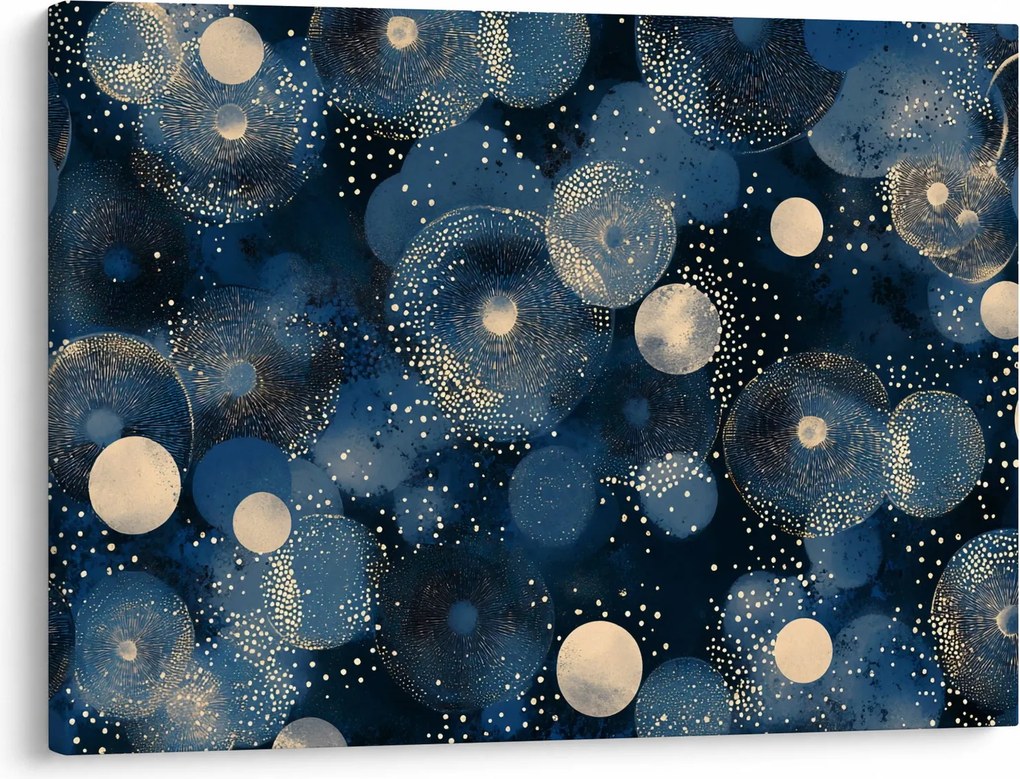 Obraz - Modro-zlaté krúžky (70x50 cm)