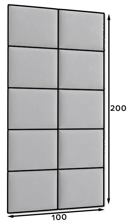 Set 10 čalúnených panelov Quadra 100x200 cm (sivá). Akcia -17%. Vlastná spoľahlivá doprava až k Vám domov. 1051976