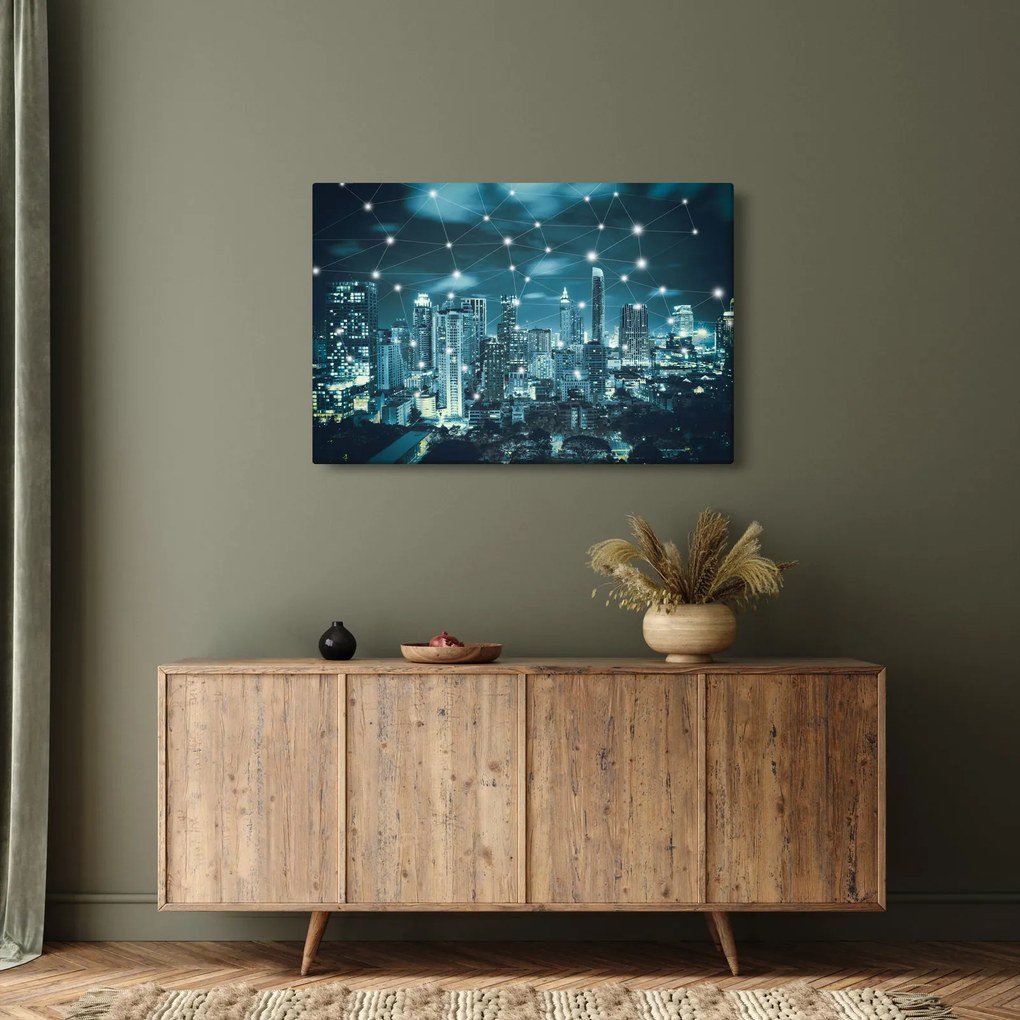 Obraz žiariaceho veľkomesta (90x60 cm)
