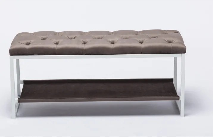 Designová lavice, bílý kov / šedá látka 12, VIKAR 0000208816 Tempo Kondela