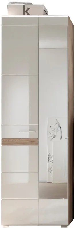 Šatníková skriňa JANUS dvojdverová; dub / biely lesk