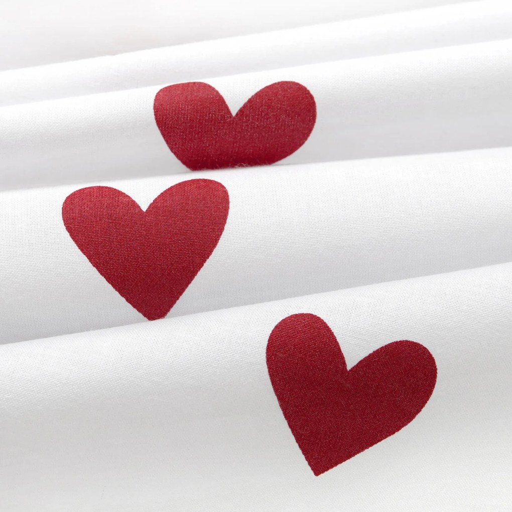 Goldea bavlnený záves - červené srdiečka na bielom 160x150 cm