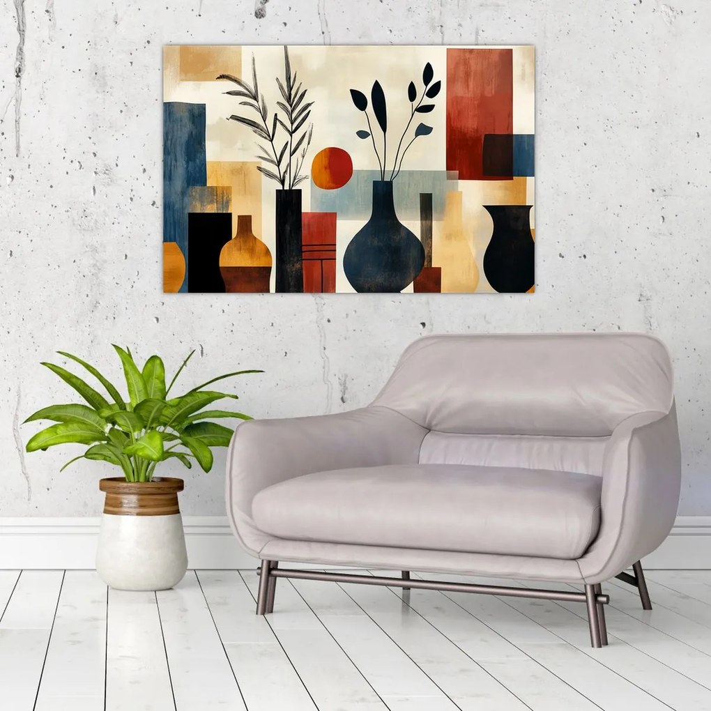 Obraz - Kubistické vázy (90x60 cm)