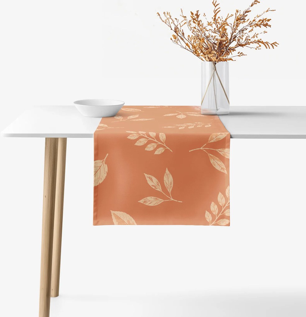 Goldea behúň na stôl 100% bavlnené plátno - oranžové jesenné lístky 35x140 cm