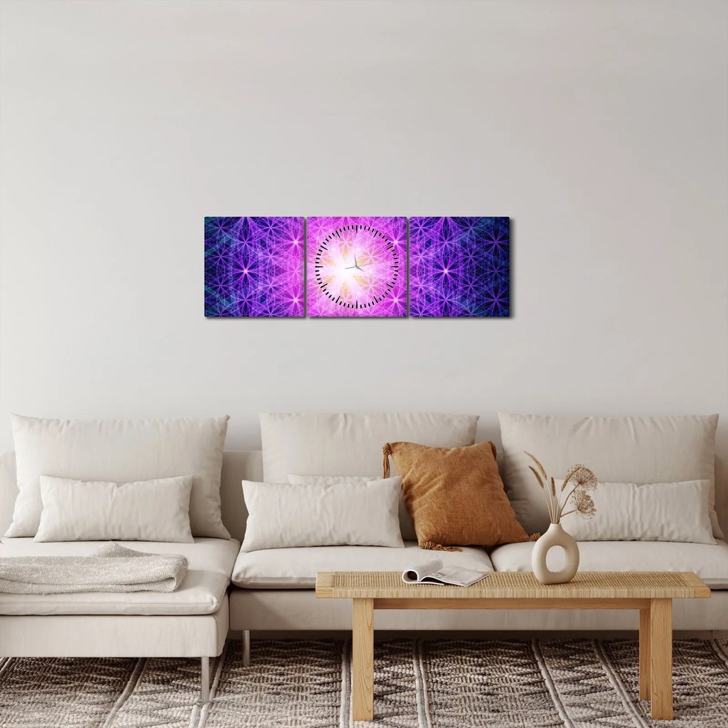 Abstratný obraz (s hodinami) (90x30 cm)
