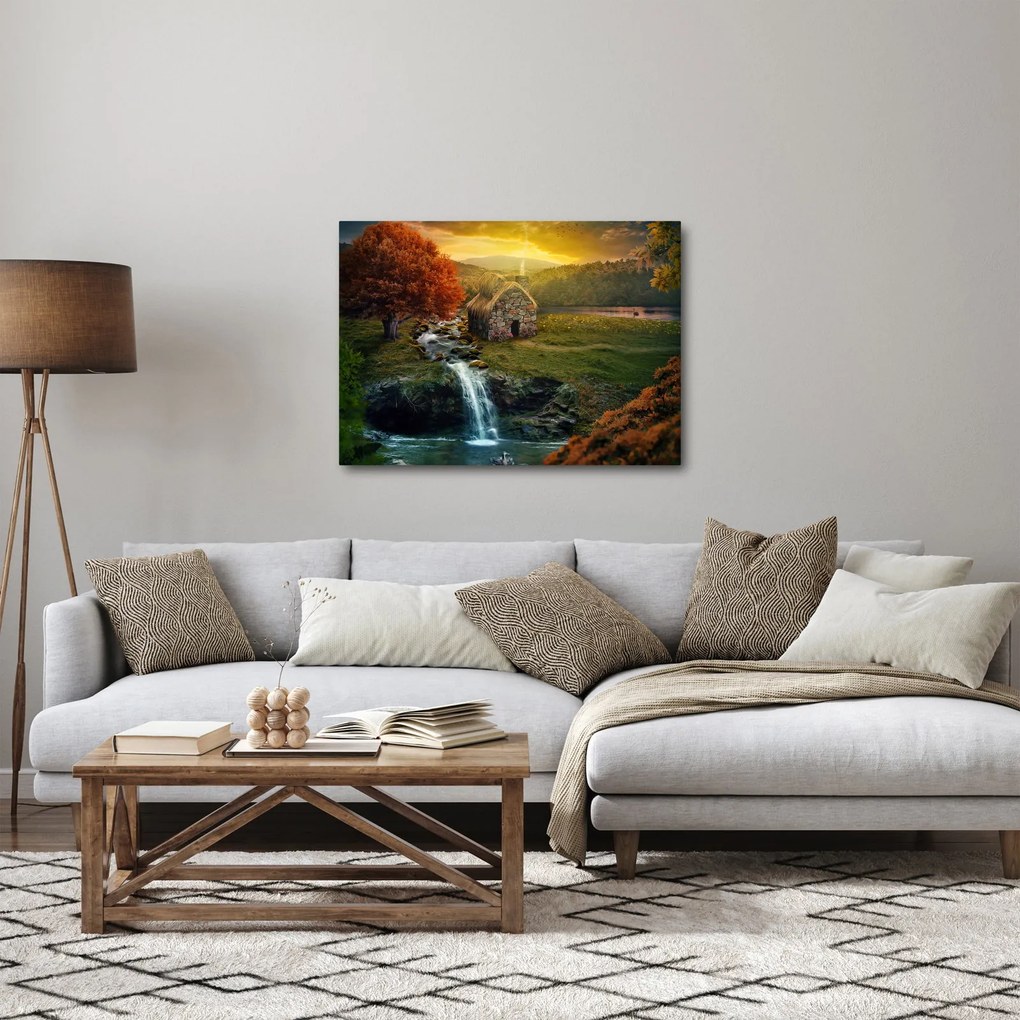 Obraz Chalupku v rozprávkovej krajine (70x50 cm)