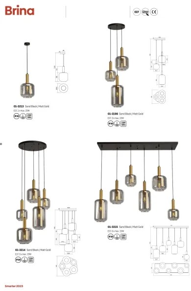 Redo 01-3214 - Luster na lanku BRINA 5xE27/23W/230V
