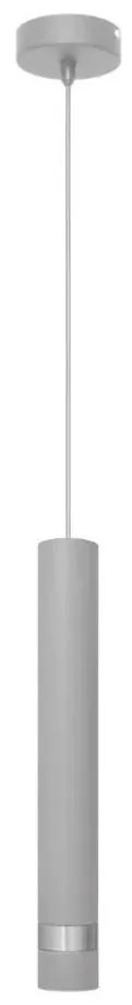 LED Luster na lanku TUBA 1xGU10/4,8W/230V šedá/lesklý chróm
