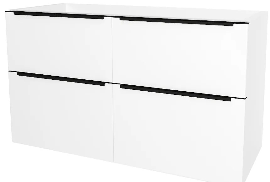 Mereo Mailo, kúpeľňová skrinka 121 cm, čierne madlo, Multidecor, Biela Arctic, MER-CN593SBBIAA