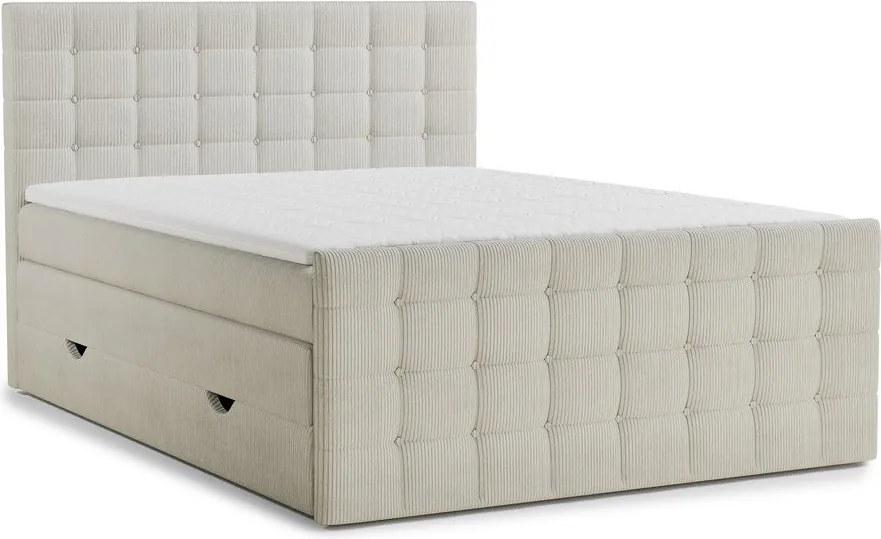 Krémovobiela boxspring posteľ s úložným priestorom 200x200 cm Tasca – Maison de Rêve