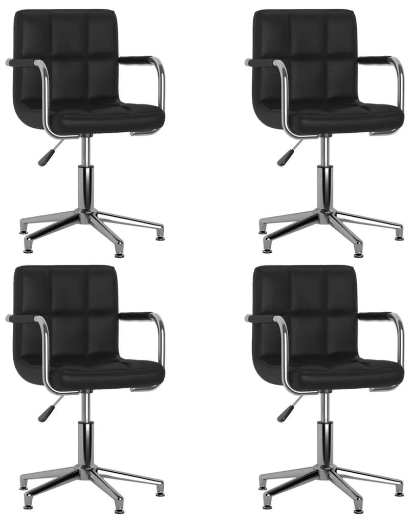 Otočné jedálenské stoličky 4 ks čierne umelá koža 3088073