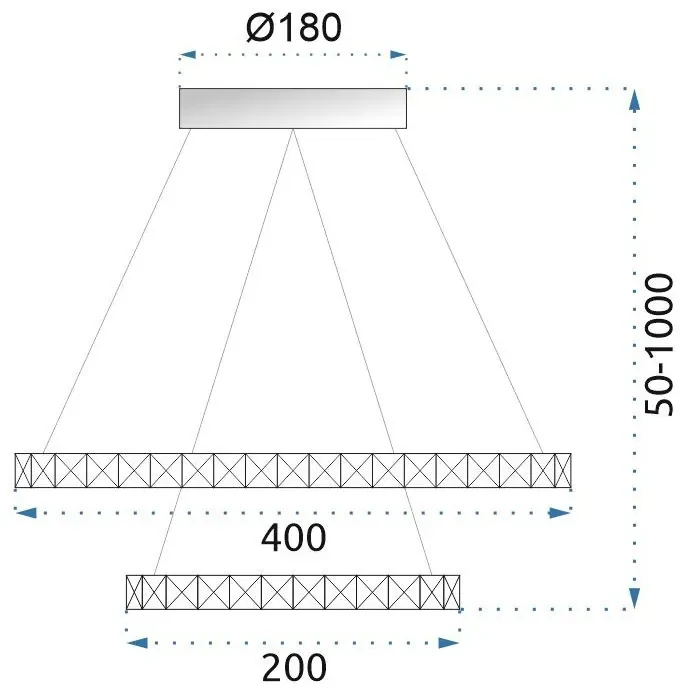 Toolight - LED závesné svietidlo Vegas 40+60cm + diaľkové ovládanie, biela, OSW-07858
