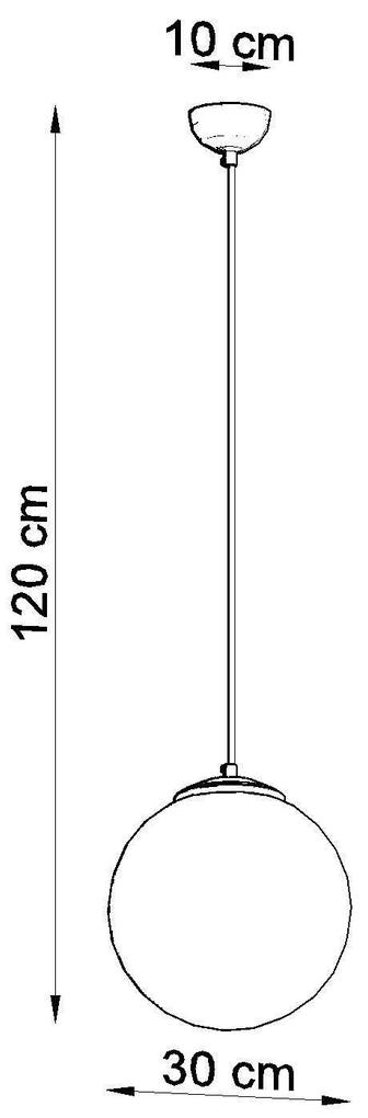 Závesné svietidlo Ugo, 1x biele sklenené tienidlo, (fi 30 cm), ch