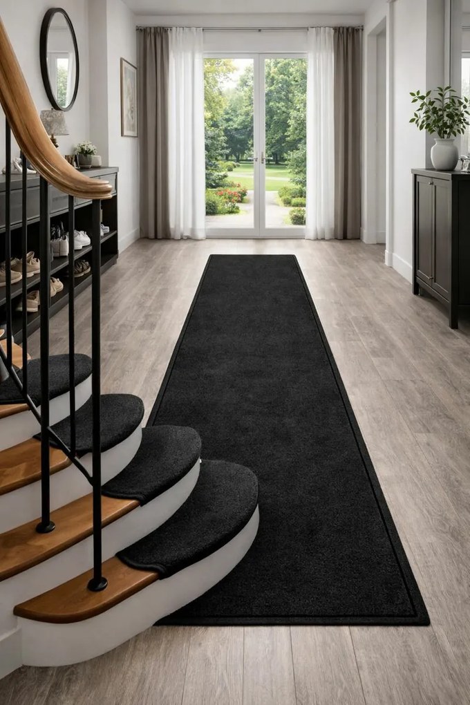 Nášľapy na schody Eton čierny obdĺžnik, samolepiaci - 25x80 obdĺžnik (rozmer vrátane ohybu) Vopi