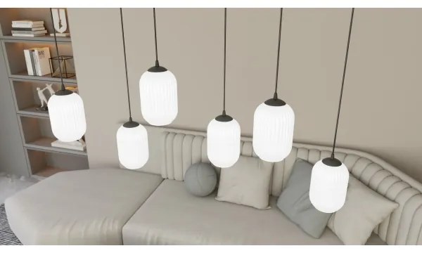 Luster na lanku VERDI 3xE27/15W/230V pr. 30 cm čierna/biela