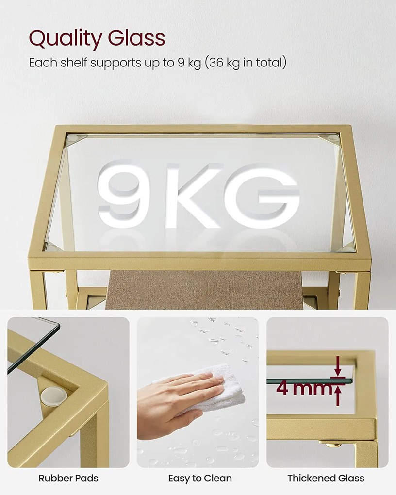 Úložný regál so sklenenými policami VASAGLE LGT28G